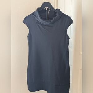 Express Black Mock Neck Mini Dress Sleeveless Gold Zipper Fitted Cocktail Size S